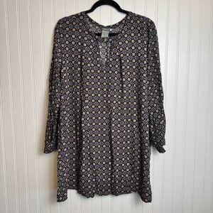 Earthbound Trading Co black keyhole lightweight tunic/short dress size XL F38